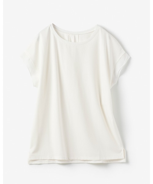 DoCLASSE（ ドゥクラッセ）の「カノコカットソー・異素材デザイントップス（Tシャツ/カットソー・レディース・ライトカーキ/サックスブルー/レッド/オフホワイト/ライトグレー/ライトピンク/ブラック/モカ・M/L/LL/S/3L）」の13枚目の写真