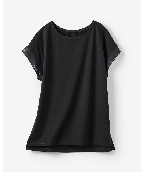 DoCLASSE（ ドゥクラッセ）の「カノコカットソー・異素材デザイントップス（Tシャツ/カットソー・レディース・ライトカーキ/サックスブルー/レッド/オフホワイト/ライトグレー/ライトピンク/ブラック/モカ・M/L/LL/S/3L）」の17枚目の写真