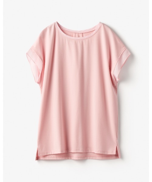 DoCLASSE（ ドゥクラッセ）の「カノコカットソー・異素材デザイントップス（Tシャツ/カットソー・レディース・ライトカーキ/サックスブルー/レッド/オフホワイト/ライトグレー/ライトピンク/ブラック/モカ・M/L/LL/S/3L）」の19枚目の写真