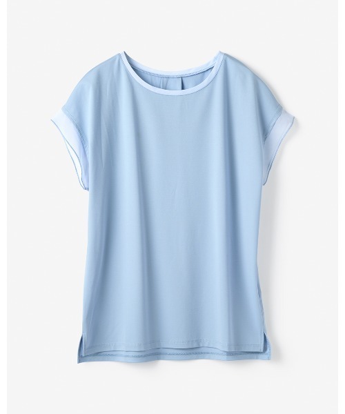 DoCLASSE（ ドゥクラッセ）の「カノコカットソー・異素材デザイントップス（Tシャツ/カットソー・レディース・ライトカーキ/サックスブルー/レッド/オフホワイト/ライトグレー/ライトピンク/ブラック/モカ・M/L/LL/S/3L）」の21枚目の写真