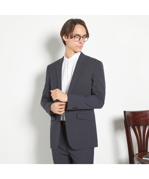 SUIT SELECT（スーツセレクト）の「【BLACK LINE】【形態安定】バンドカラーシャツ（ビジネスシャツ・メンズ・ブラック/ホワイト・MEDIUM/LARGE）」の13枚目の写真