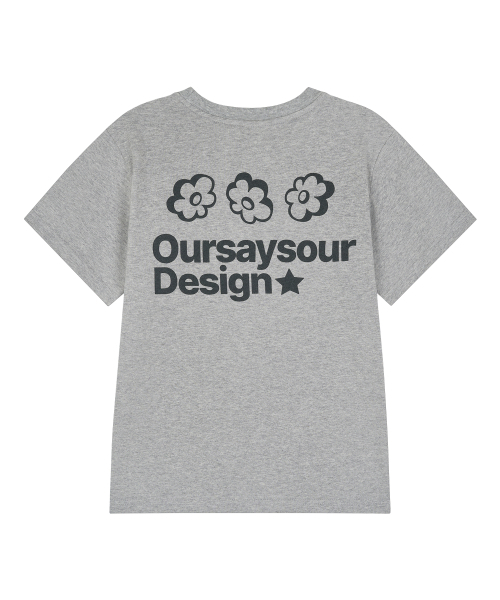 OURSAYSOUR(アワーセイアワー)の「フラワーシンボルロゴクロップ半袖Tシャツメランジ(Tシャツ/カットソー・レディース・グレー・FREE)」の1枚目の写真