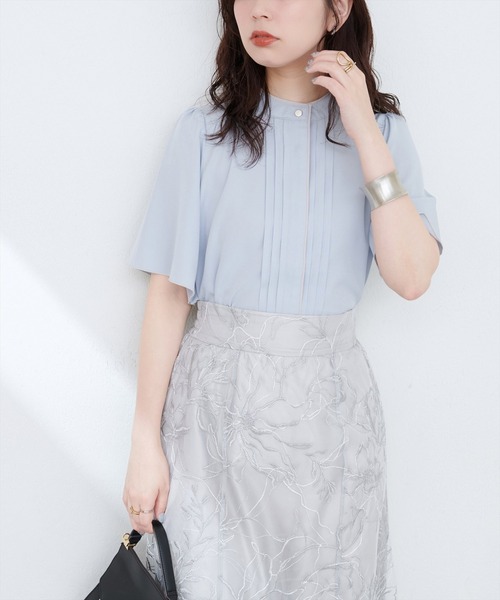 natural couture（ナチュラルクチュール）の「【ZOZO限定】パイピングタックフレアスリーブブラウス（シャツ/ブラウス・レディース・その他1/その他2/サックスブルー/ネイビー/ベージュ・FREE）」の3枚目の写真