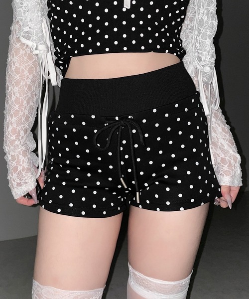 me+em select（ミームセレクト）の「【 ３color 】ドットスウェットショートパンツ  ／ dot sweat short pants※※（スウェットパンツ・レディース・ホワイト/グレー/ブラック・LARGE/MEDIUM/SMALL）」の8枚目の写真