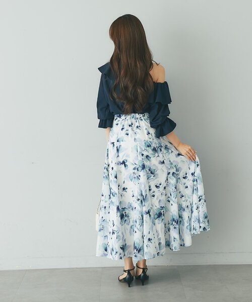 La boutique BonBon(ラブティックボンボン)の「【お上品&清楚】フラワープリントマチフレアスカート(スカート・レディース・オフホワイト/ネイビー・PS/38/36)」の16枚目の写真
