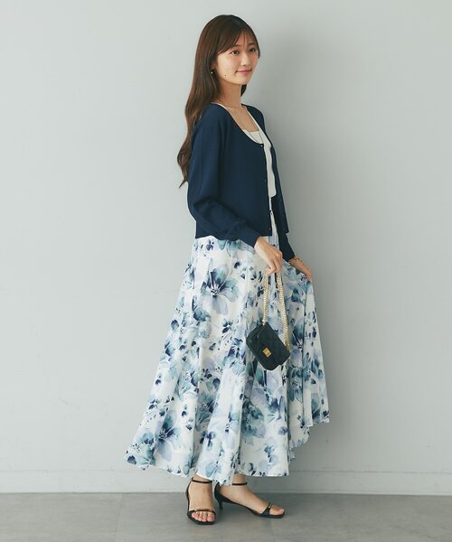 La boutique BonBon(ラブティックボンボン)の「【お上品&清楚】フラワープリントマチフレアスカート(スカート・レディース・オフホワイト/ネイビー・PS/38/36)」の18枚目の写真