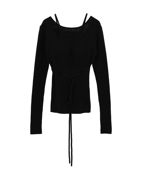 CLANE（クラネ）の「【CLANE/クラネ】CAMISOLE SET CACHECOEUR KNIT TOPS/キャミソールセットカシュクールニットトップス（ニット/セーター・レディース・ブラック/グレー・2）」の12枚目の写真