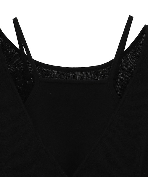 CLANE（クラネ）の「【CLANE/クラネ】CAMISOLE SET CACHECOEUR KNIT TOPS/キャミソールセットカシュクールニットトップス（ニット/セーター・レディース・ブラック/グレー・2）」の14枚目の写真