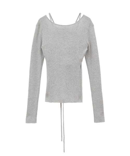CLANE（クラネ）の「【CLANE/クラネ】CAMISOLE SET CACHECOEUR KNIT TOPS/キャミソールセットカシュクールニットトップス（ニット/セーター・レディース・ブラック/グレー・2）」の3枚目の写真