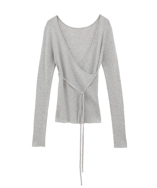 CLANE（クラネ）の「【CLANE/クラネ】CAMISOLE SET CACHECOEUR KNIT TOPS/キャミソールセットカシュクールニットトップス（ニット/セーター・レディース・ブラック/グレー・2）」の4枚目の写真