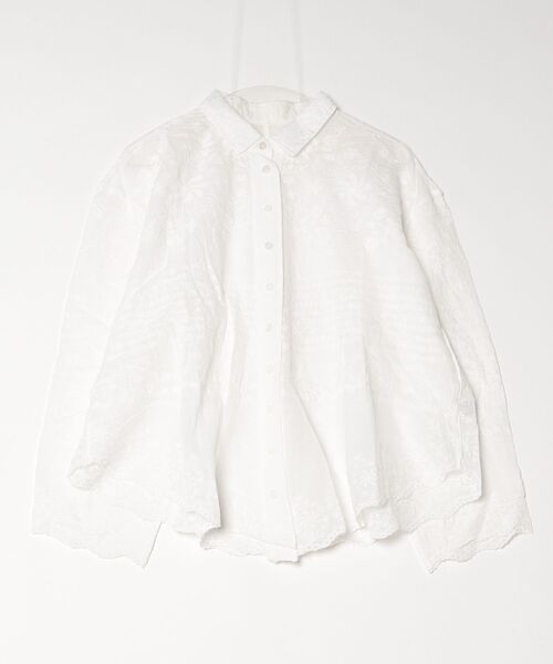 gossip！ロサンゼルス（ゴシップロサンゼルス）の「【冷房対策】繊細刺繍レースシアー透け感シワ加工オーバーサイズ長袖シャツ（シャツ/ブラウス・レディース・ホワイト・M）」の12枚目の写真