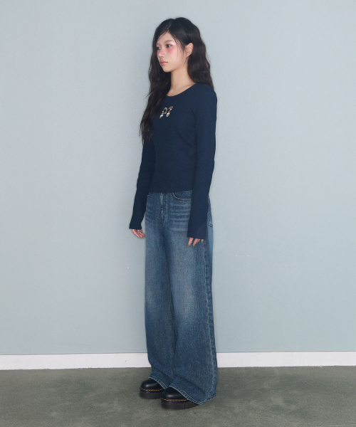 MIRECO(ミレコ)の「SYMBOL PATCH WAFFLE T NAVY(Tシャツ/カットソー・レディース・その他・FREE)」の3枚目の写真