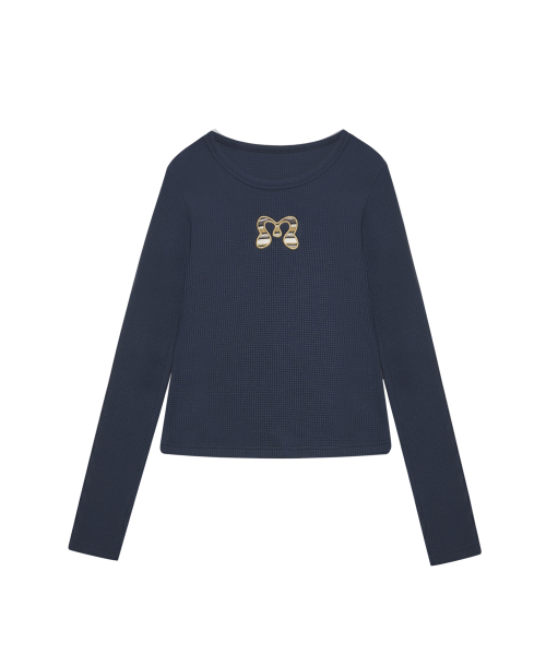 MIRECO(ミレコ)の「SYMBOL PATCH WAFFLE T NAVY(Tシャツ/カットソー・レディース・その他・FREE)」の4枚目の写真