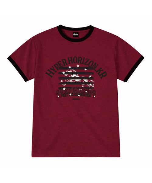 CRYBABYCLUB(クライベイビークラブ)の「ハイパーホライゾン リンガー半袖Tシャツ(Tシャツ/カットソー・レディース・ライトグレー/クリーム/バーガンディー/スカイブルー・MEDIUM/LARGE)」の4枚目の写真