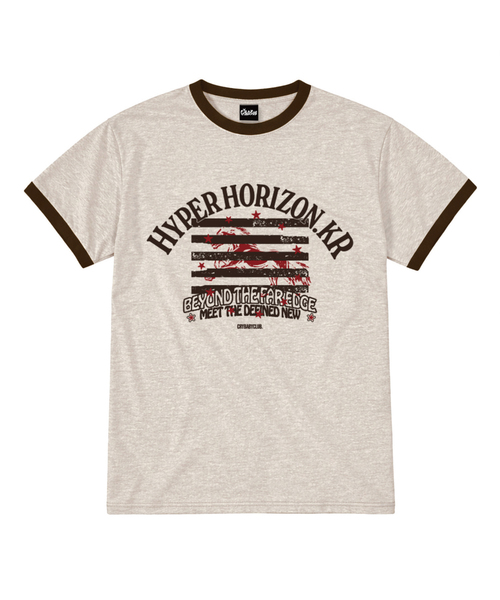 CRYBABYCLUB(クライベイビークラブ)の「ハイパーホライゾン リンガー半袖Tシャツ(Tシャツ/カットソー・レディース・ライトグレー/クリーム/バーガンディー/スカイブルー・MEDIUM/LARGE)」の2枚目の写真