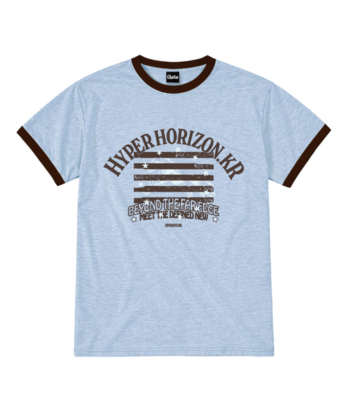 CRYBABYCLUB(クライベイビークラブ)の「ハイパーホライゾン リンガー半袖Tシャツ(Tシャツ/カットソー・レディース・ライトグレー/クリーム/バーガンディー/スカイブルー・MEDIUM/LARGE)」の3枚目の写真