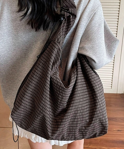 Miniministore（ミニミニストア）の「軽いチェック柄ショルダーバッグレディース（ショルダーバッグ・レディース・ホワイト/ブラック/ブラウン/ダークグレー・FREE）」の4枚目の写真