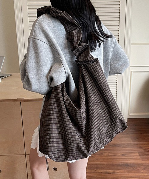 Miniministore（ミニミニストア）の「軽いチェック柄ショルダーバッグレディース（ショルダーバッグ・レディース・ホワイト/ブラック/ブラウン/ダークグレー・FREE）」の5枚目の写真