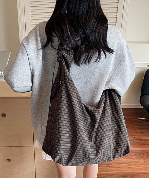 Miniministore（ミニミニストア）の「軽いチェック柄ショルダーバッグレディース（ショルダーバッグ・レディース・ホワイト/ブラック/ブラウン/ダークグレー・FREE）」の6枚目の写真