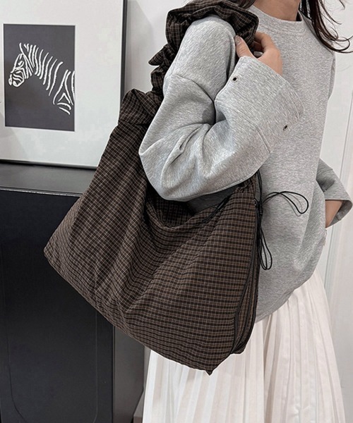 Miniministore（ミニミニストア）の「軽いチェック柄ショルダーバッグレディース（ショルダーバッグ・レディース・ホワイト/ブラック/ブラウン/ダークグレー・FREE）」の7枚目の写真