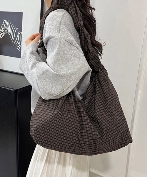 Miniministore（ミニミニストア）の「軽いチェック柄ショルダーバッグレディース（ショルダーバッグ・レディース・ホワイト/ブラック/ブラウン/ダークグレー・FREE）」の8枚目の写真