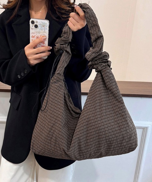 Miniministore（ミニミニストア）の「軽いチェック柄ショルダーバッグレディース（ショルダーバッグ・レディース・ホワイト/ブラック/ブラウン/ダークグレー・FREE）」の10枚目の写真