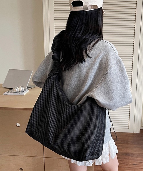 Miniministore（ミニミニストア）の「軽いチェック柄ショルダーバッグレディース（ショルダーバッグ・レディース・ホワイト/ブラック/ブラウン/ダークグレー・FREE）」の11枚目の写真