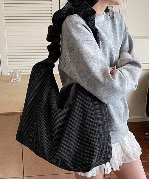 Miniministore（ミニミニストア）の「軽いチェック柄ショルダーバッグレディース（ショルダーバッグ・レディース・ホワイト/ブラック/ブラウン/ダークグレー・FREE）」の12枚目の写真