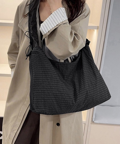 Miniministore（ミニミニストア）の「軽いチェック柄ショルダーバッグレディース（ショルダーバッグ・レディース・ホワイト/ブラック/ブラウン/ダークグレー・FREE）」の14枚目の写真