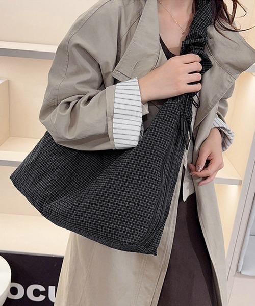 Miniministore（ミニミニストア）の「軽いチェック柄ショルダーバッグレディース（ショルダーバッグ・レディース・ホワイト/ブラック/ブラウン/ダークグレー・FREE）」の15枚目の写真