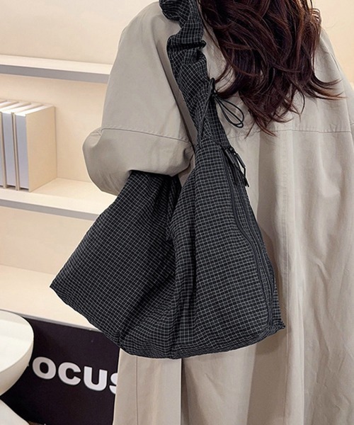 Miniministore（ミニミニストア）の「軽いチェック柄ショルダーバッグレディース（ショルダーバッグ・レディース・ホワイト/ブラック/ブラウン/ダークグレー・FREE）」の16枚目の写真
