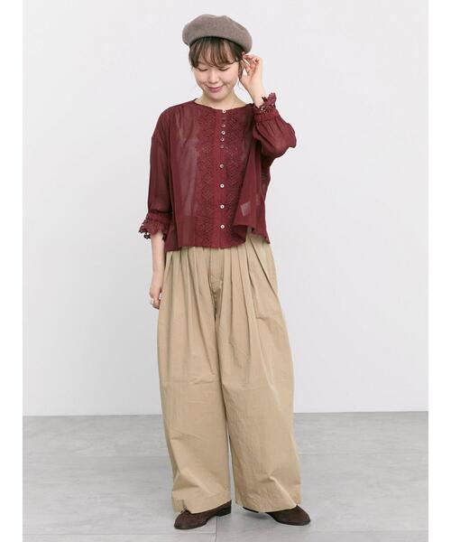 TSUHARU by Samansa Mos2(ツハルバイサマンサモスモス)の「コットンナイロンタックパンツ(その他パンツ・レディース・ブラック/ベージュ・F)」の6枚目の写真