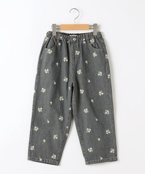 SHIPS(シップス)の「SHIPS KIDS:100~130cm/フラワー エンブロイダリー デニム パンツ(デニムパンツ・キッズ・ネイビー/ブラック・120/100/130/110)」の1枚目の写真