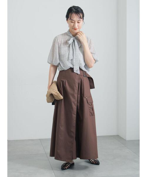 Te chichi（テチチ）の「柄アソート楊柳シフォンボウタイブラウス（シャツ/ブラウス・レディース・ネイビー/チャコールグレー/レッド/ブラウン・F）」の6枚目の写真