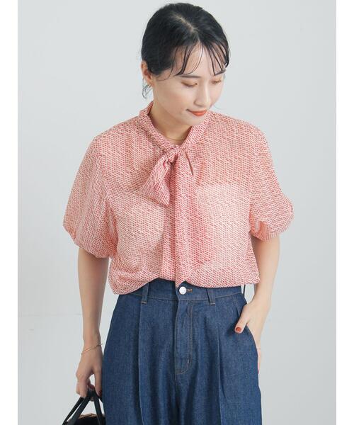 Te chichi（テチチ）の「柄アソート楊柳シフォンボウタイブラウス（シャツ/ブラウス・レディース・ネイビー/チャコールグレー/レッド/ブラウン・F）」の11枚目の写真