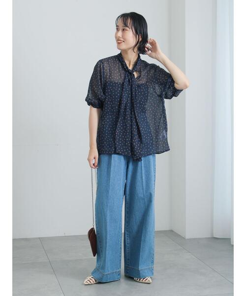 Te chichi（テチチ）の「柄アソート楊柳シフォンボウタイブラウス（シャツ/ブラウス・レディース・ネイビー/チャコールグレー/レッド/ブラウン・F）」の17枚目の写真
