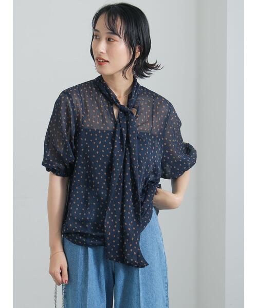Te chichi（テチチ）の「柄アソート楊柳シフォンボウタイブラウス（シャツ/ブラウス・レディース・ネイビー/チャコールグレー/レッド/ブラウン・F）」の19枚目の写真