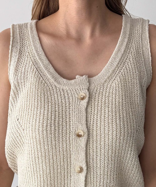 CANAL JEAN(キャナルジーン)の「El mar あぜ編みボタンニットタンク(ニット/セーター・レディース・ブラック/キナリ・ONE SIZE)」の12枚目の写真