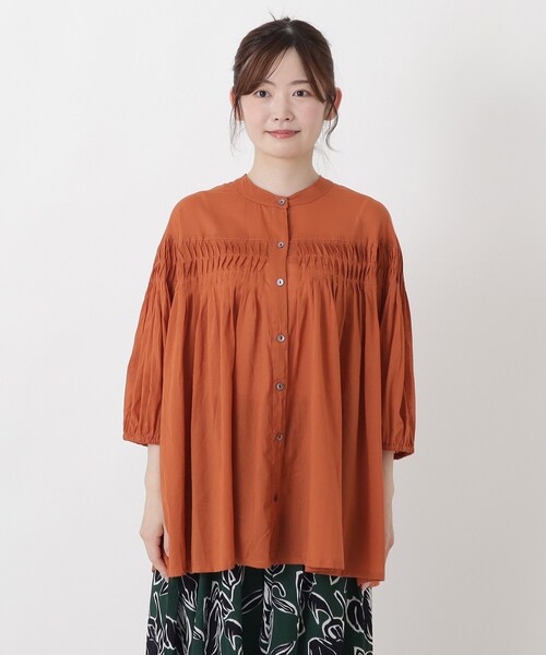 one'sterrace(ワンズテラス)の「リゾート バンドカラーボイルシャツ(シャツ/ブラウス・レディース・オレンジ系その他5/ブラック系8・02)」の14枚目の写真