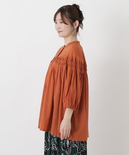 one'sterrace(ワンズテラス)の「リゾート バンドカラーボイルシャツ(シャツ/ブラウス・レディース・オレンジ系その他5/ブラック系8・02)」の8枚目の写真