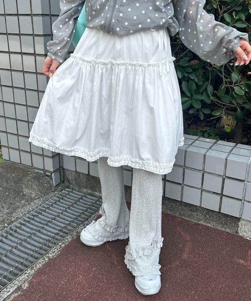 WC(ダブル シー)の「《楽ちん!着回し力◎》ギャザーフリルリブパンツ(その他パンツ・レディース・グレー/ブラック・FREE)」の8枚目の写真