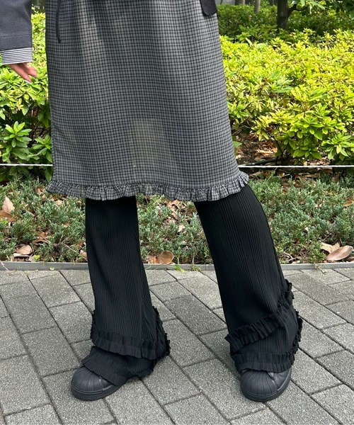 WC(ダブル シー)の「《楽ちん!着回し力◎》ギャザーフリルリブパンツ(その他パンツ・レディース・グレー/ブラック・FREE)」の13枚目の写真