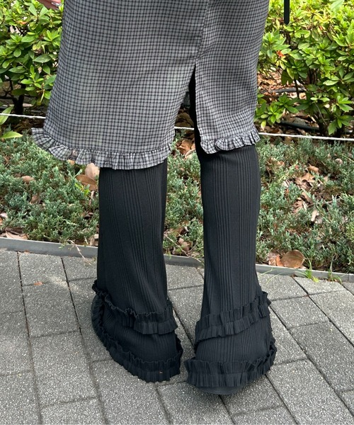 WC(ダブル シー)の「《楽ちん!着回し力◎》ギャザーフリルリブパンツ(その他パンツ・レディース・グレー/ブラック・FREE)」の16枚目の写真