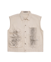NIGHTWORKDEPT（ナイトワークデプト）の「Burn Washed Utility Vest_Ivory（ベスト）」