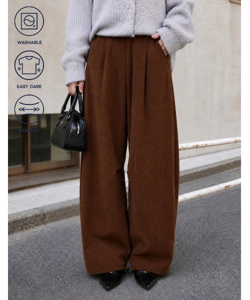 MONO-MART(モノマート)の「コーデュロイ タックバレルレッグパンツ<マシンウォッシャブル・イージーケア・ストレッチ>(その他パンツ・レディース・ネイビー/ベージュ/チャコール/アイボリー/ブラウン・L/M/S)」の7枚目の写真