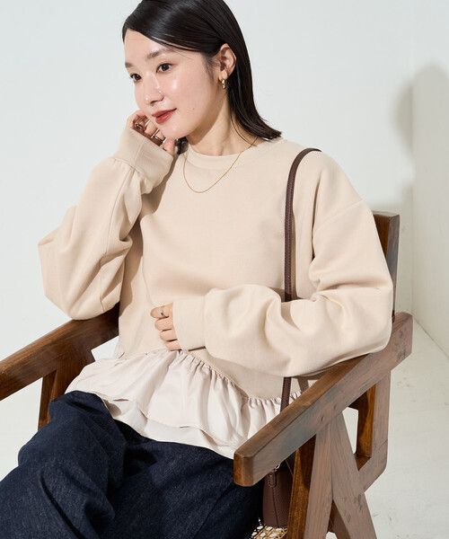 FREAK'S STORE(フリークスストア)の「限定展開 ウェーブ ペプラム ドッキング 裏起毛 スウェット プルオーバー(スウェット・レディース・チャコールグレー/ブラック/グレー/ナチュラル・フリ-)」の21枚目の写真