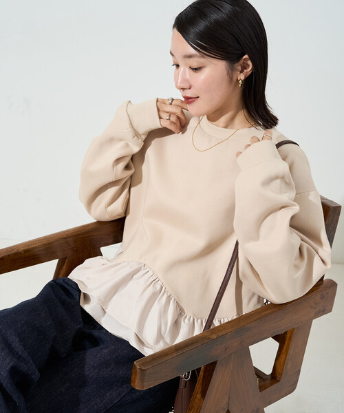 FREAK'S STORE(フリークスストア)の「限定展開 ウェーブ ペプラム ドッキング 裏起毛 スウェット プルオーバー(スウェット・レディース・チャコールグレー/ブラック/グレー/ナチュラル・フリ-)」の22枚目の写真