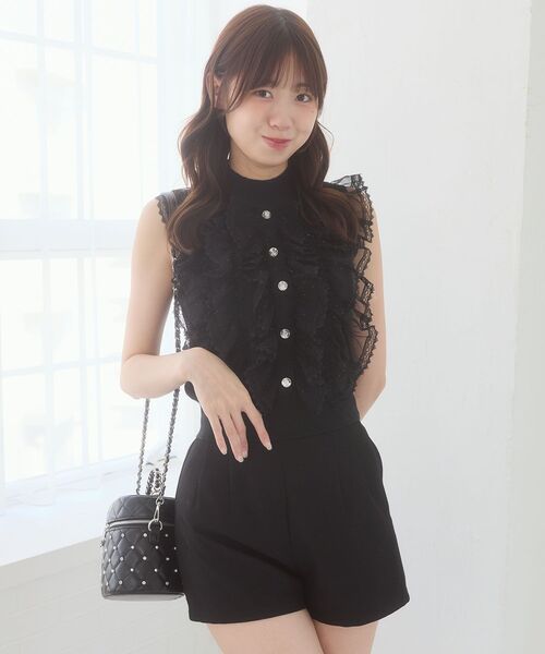 MAJESTIC LEGON(マジェスティックレゴン)の「ハイウエストショートパンツ(その他パンツ・レディース・アイボリー/ブラック・MEDIUM)」の12枚目の写真