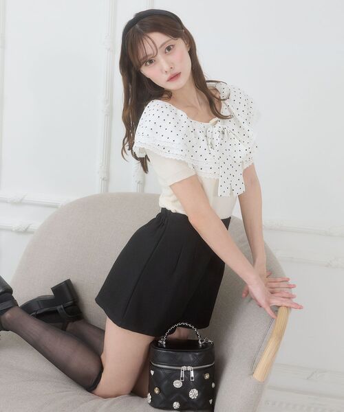 MAJESTIC LEGON(マジェスティックレゴン)の「ハイウエストショートパンツ(その他パンツ・レディース・アイボリー/ブラック・MEDIUM)」の15枚目の写真