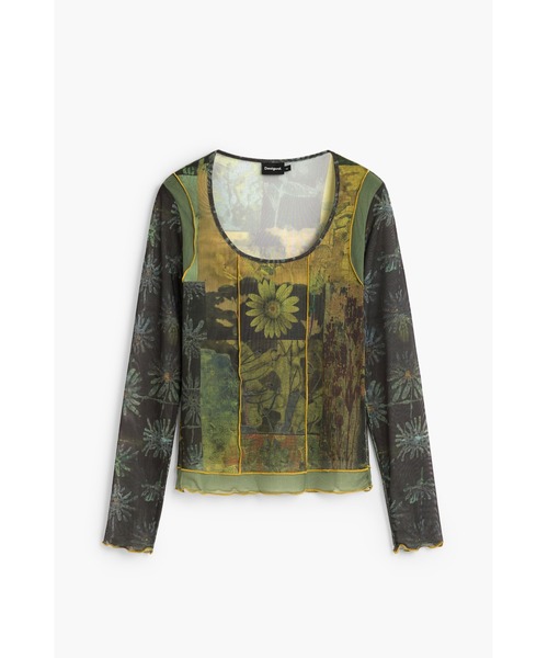 Desigual(デシグアル)の「Botanical sheer long-sleeve tee / ボタニカルシアーロングスリーブティー(Tシャツ/カットソー・レディース・ブラック・XS/S/XL/L/M)」の3枚目の写真